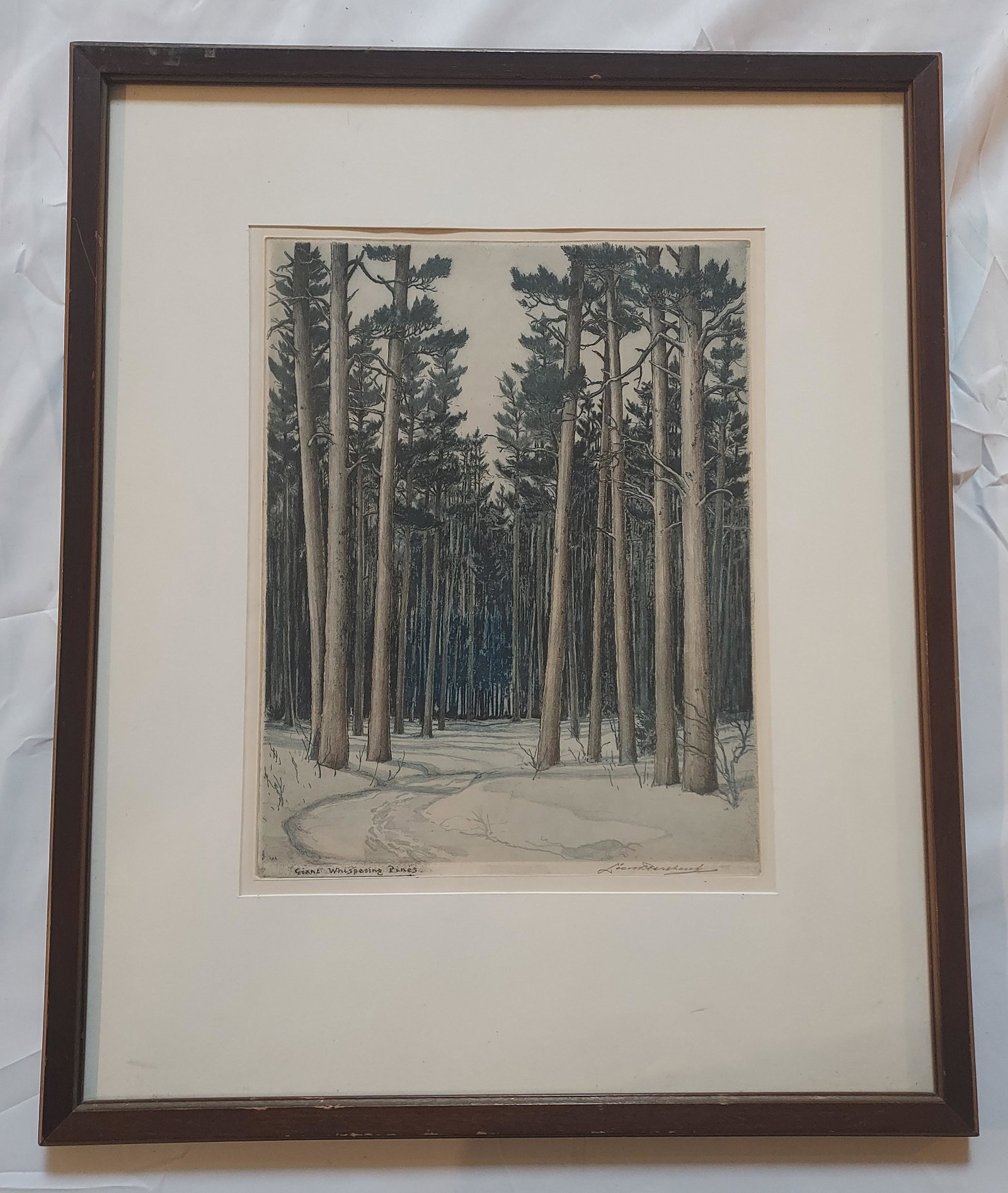 Leon Rene Pescheret Giant whispering pines: Leon Rene Pescheret Giant whispering pines 19 x 23 x 1 3lb 14oz Condition as pictured, unless otherwise noted. If you have any question please contact us.