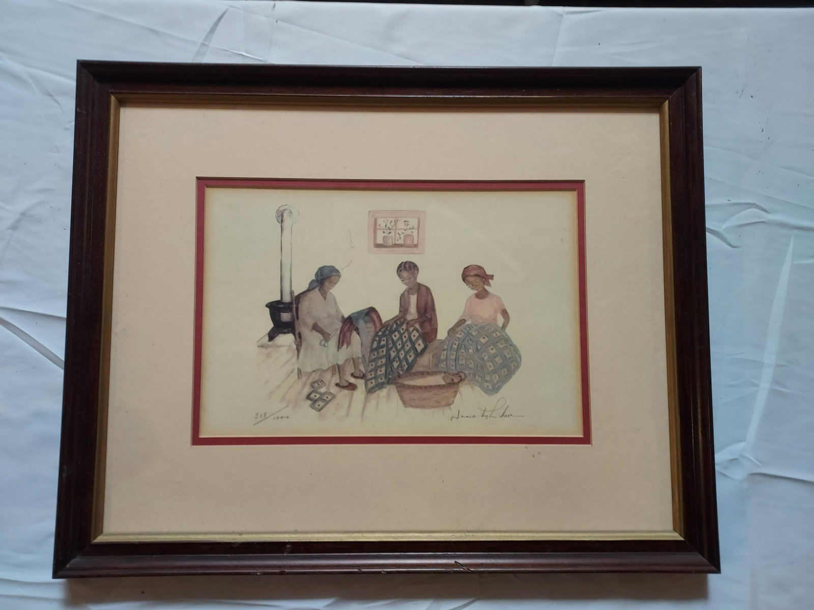 Annie Lyle Viser lithograph quilt making: Annie Lyle Viser lithograph quilt making 20 x 16 x 1" 3lb 5oz Condition as pictured, unless otherwise noted. If you have any question please contact us.