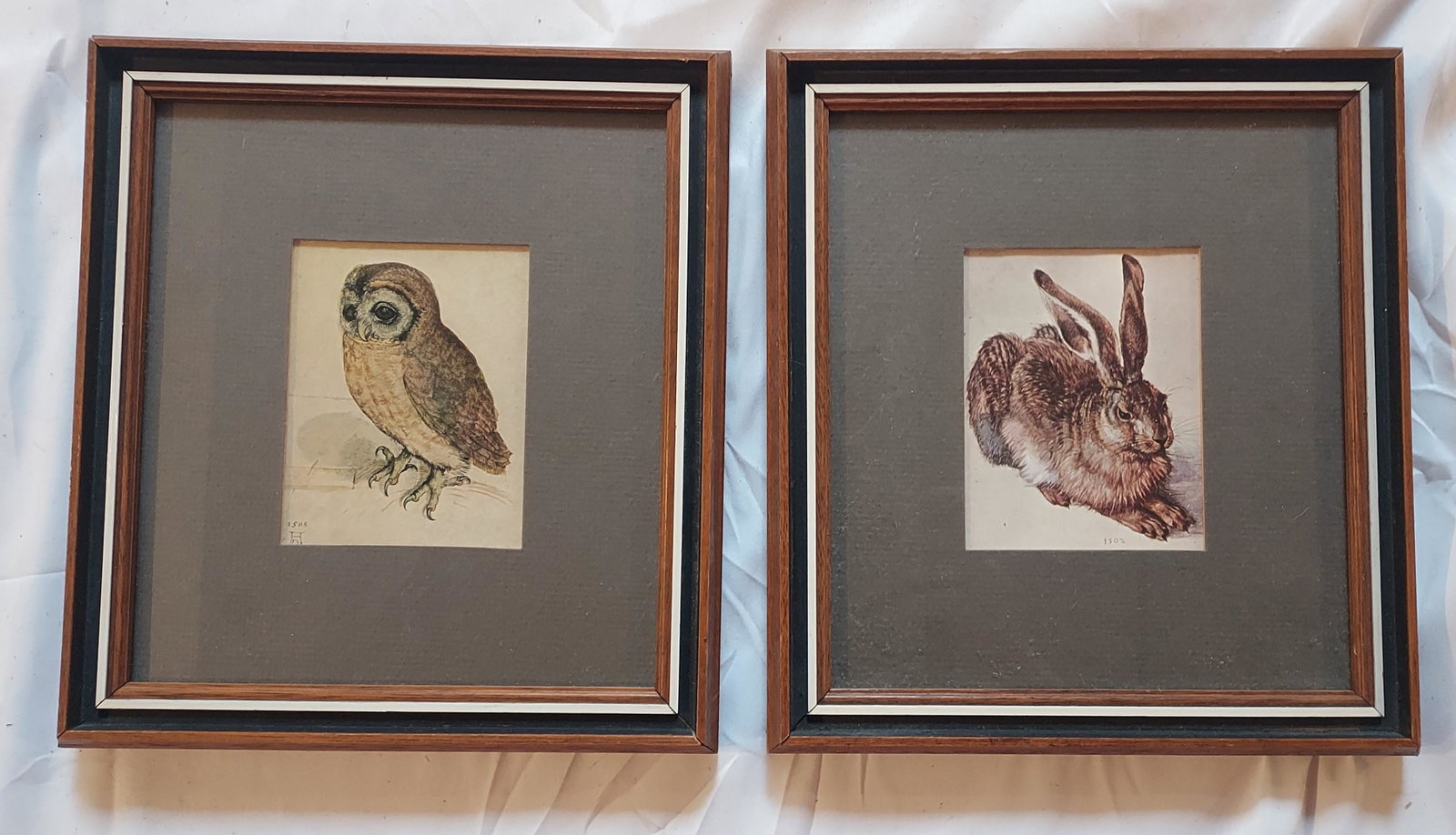 Durer print of rabbit and owl: Durer print of rabbit and owl 9 1/2 x 10 1/4 3 lbs Condition as pictured, unless otherwise noted. If you have any question please contact us.