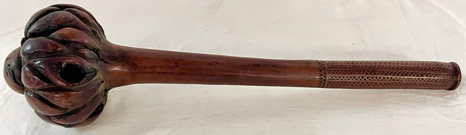 19th C. NATIVE AMERICAN HARDWOOD SKULL CRACKER WAR CLUB (1 of 13)