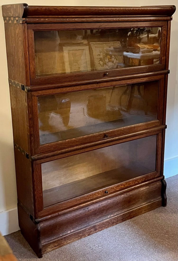 ANTIQUE OAK 3  STACK LAWYER'S BARRISTER BOOKCASE (1 of 5)