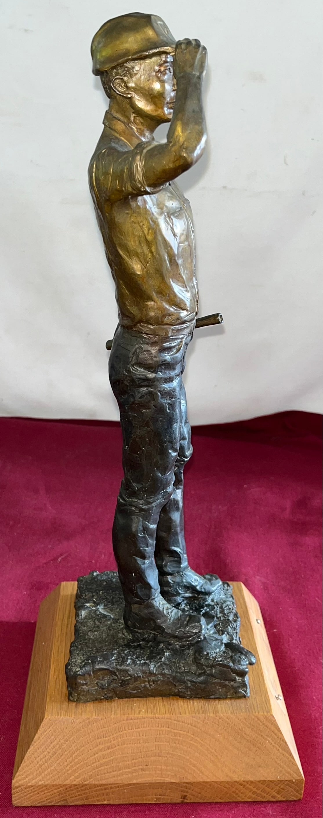 ARTIST SIGNED BRONZE FIGURE OF A MAN BY "ANDREW DEVRIES 1988" (1 of 8)