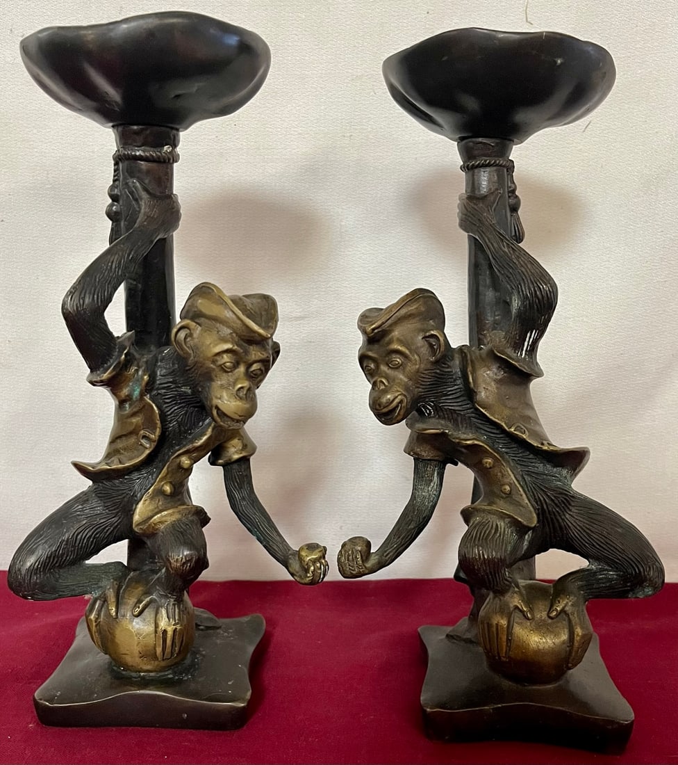 PR. FIGURAL BRONZE MONKEY CANDLEHOLDERS (1 of 9)
