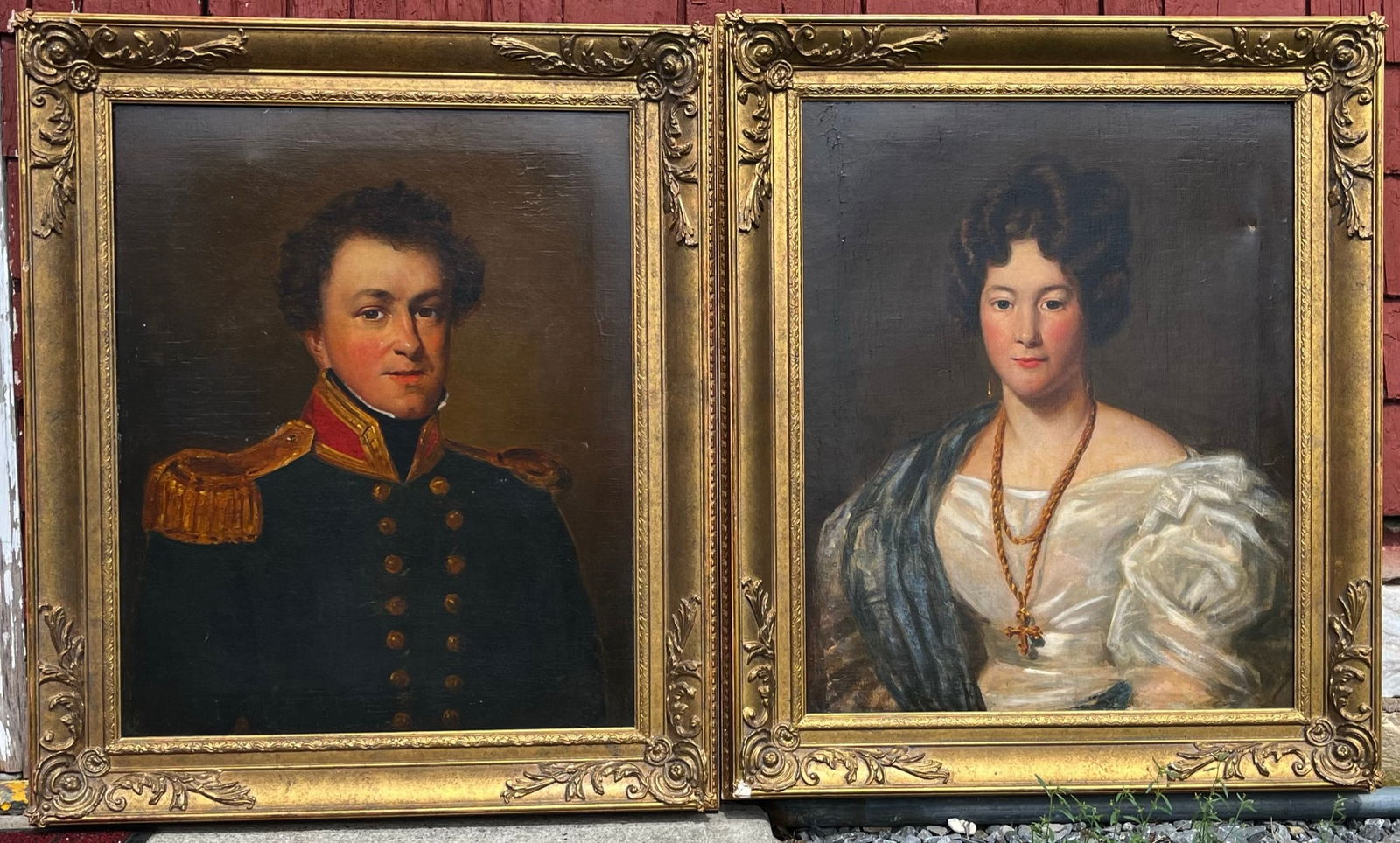 LARGE PR. 19TH C. OIL ON CANVAS PORTRAIT PAINTINGS (1 of 8)