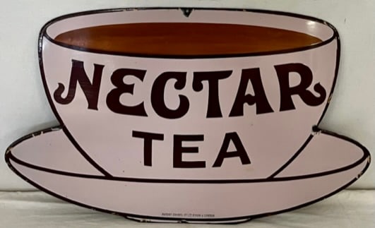 ORIGINAL ANTIQUE "NECTAR TEA" PORCELAIN ADVERTISING SIGN (1 of 7)