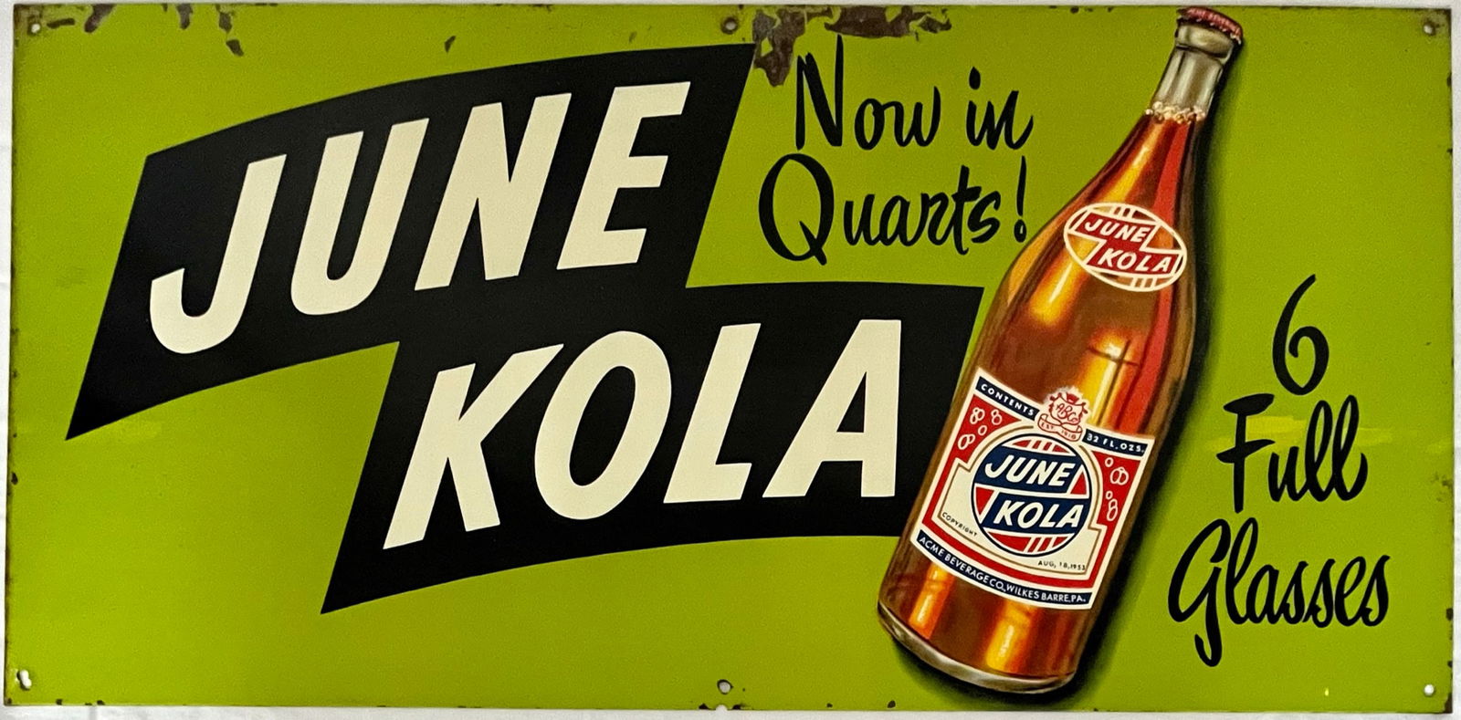 VINTAGE METAL JUNE KOLA ADVERTISING SIGN - WILKES BARRE, PA. (1 of 6)
