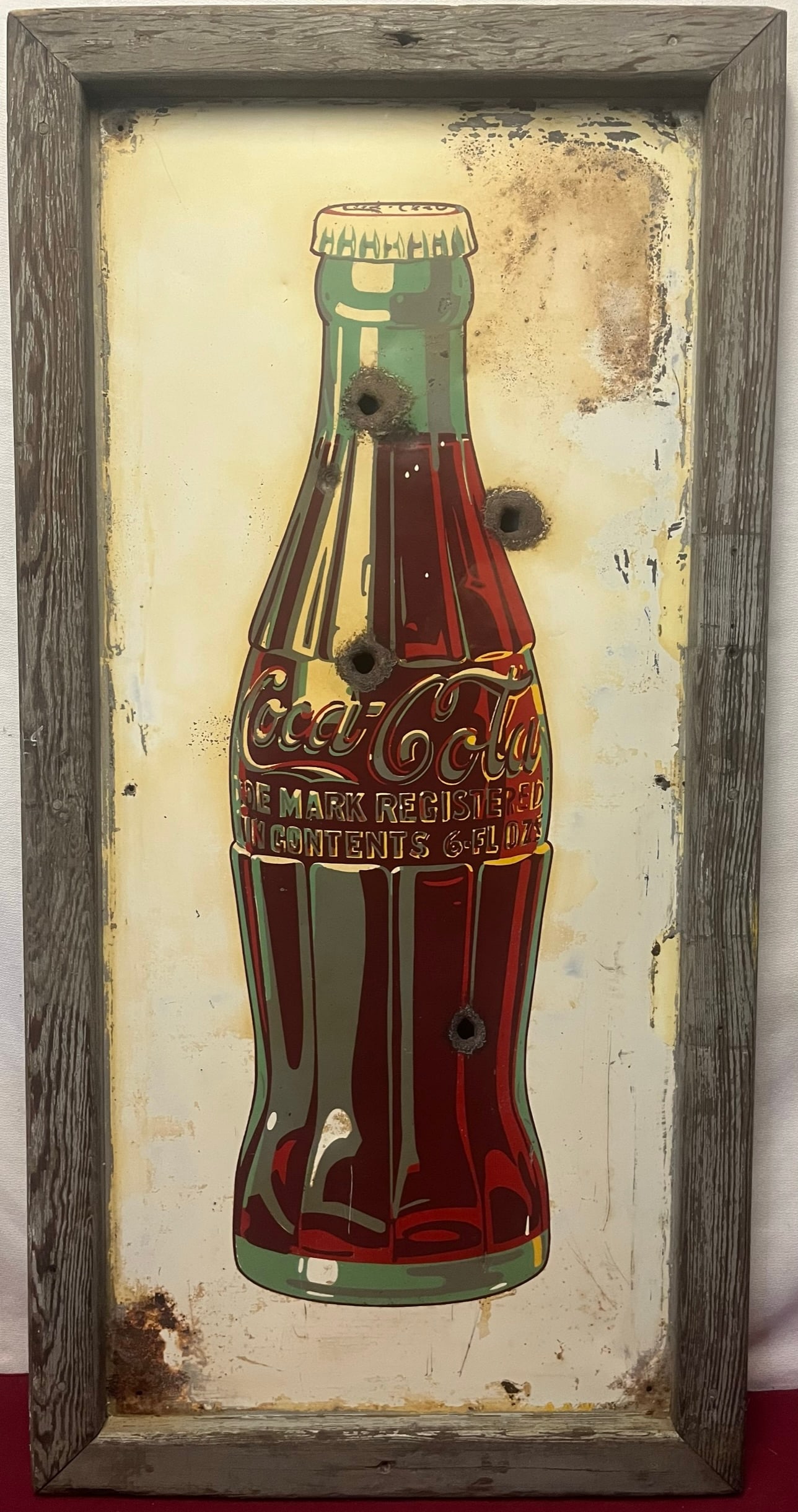 LG ORIGINAL COCA-COLA BOTTLE METAL ADVERTISING SIGN (1 of 7)