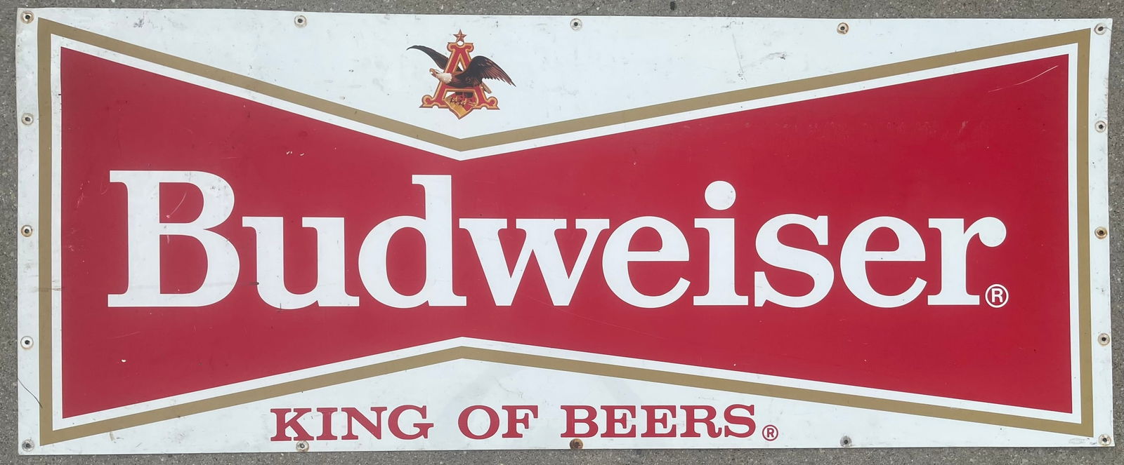 LG. VINTAGE METAL BUDWEISER ADVERTISING SIGN (1 of 9)