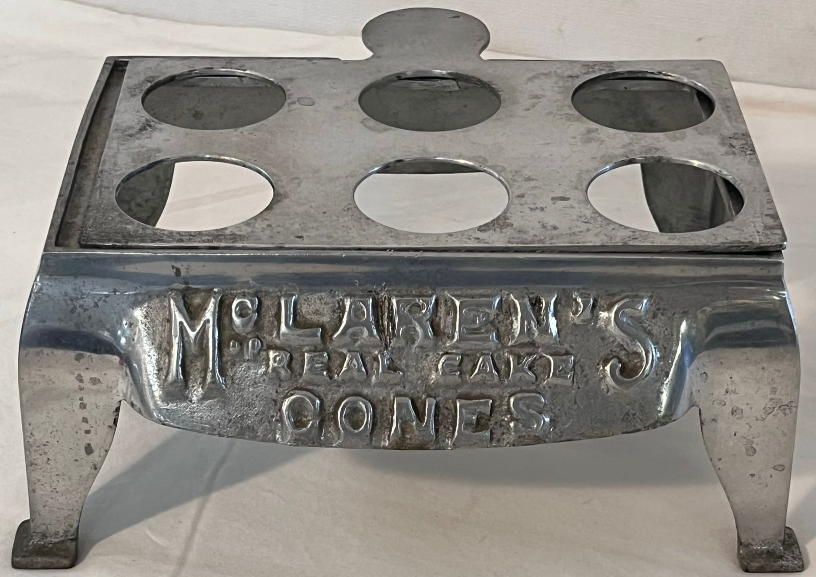 ORIGINAL ALUMINUM "McLAREN'S REAL CAKE CONES" ADVERTISING DISPLAY (1 of 8)