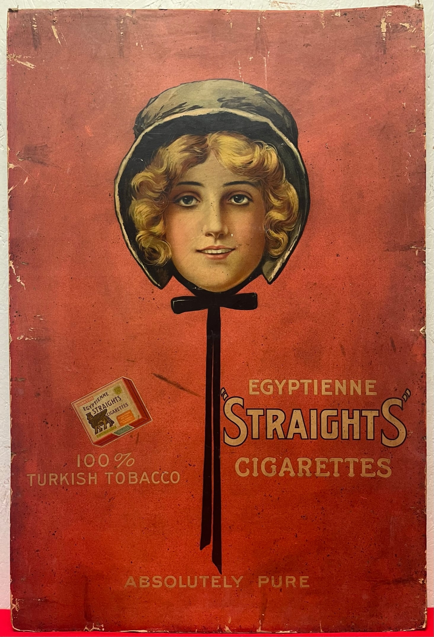 LG. EARLY 20TH C. EGYPTIENNE STRAIGHTS CIGARETTES ADVERTISING SIGN (1 of 11)