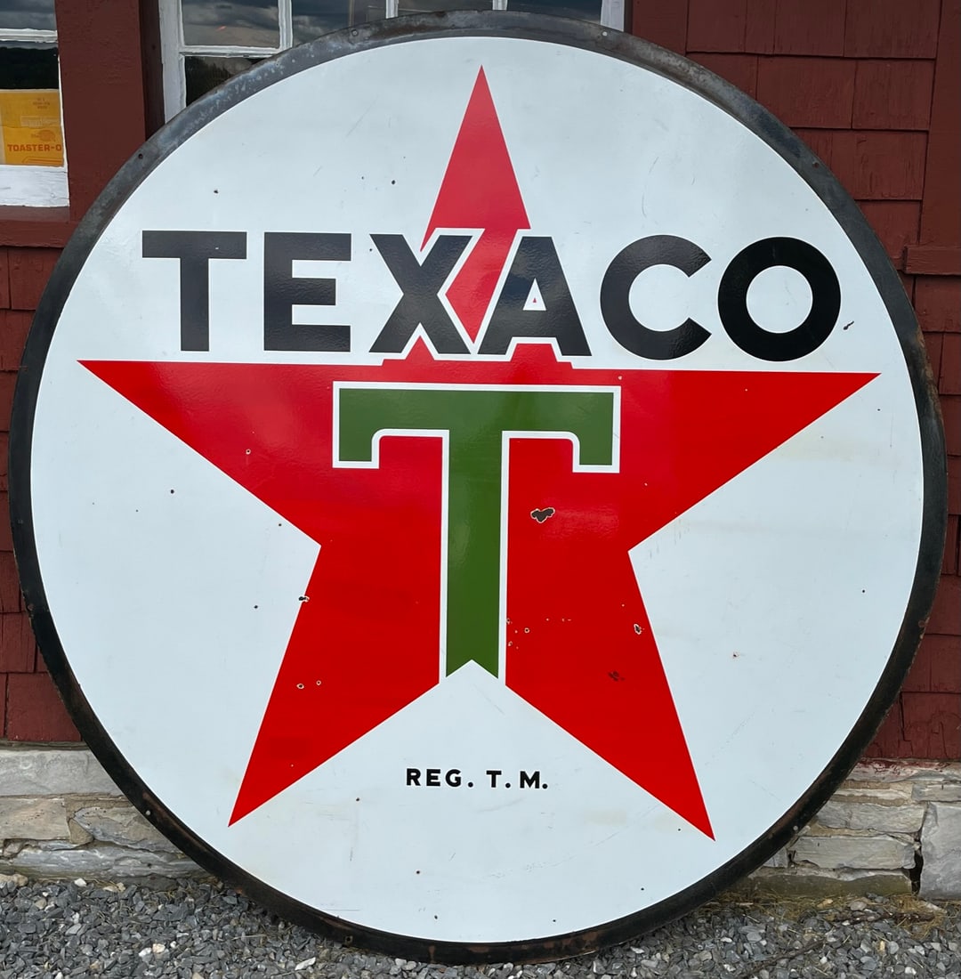 ORIGINAL DOUBLE SIDED 6' PORCELAIN TEXACO ADVERTISING SIGN (1 of 14)