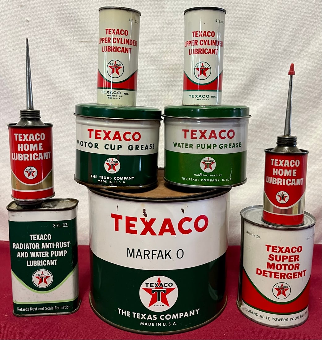 LOT 9 ORIGINAL TEXACO CANS - DETERGENT, LUBRICANT, GREASE, ETC. (1 of 9)