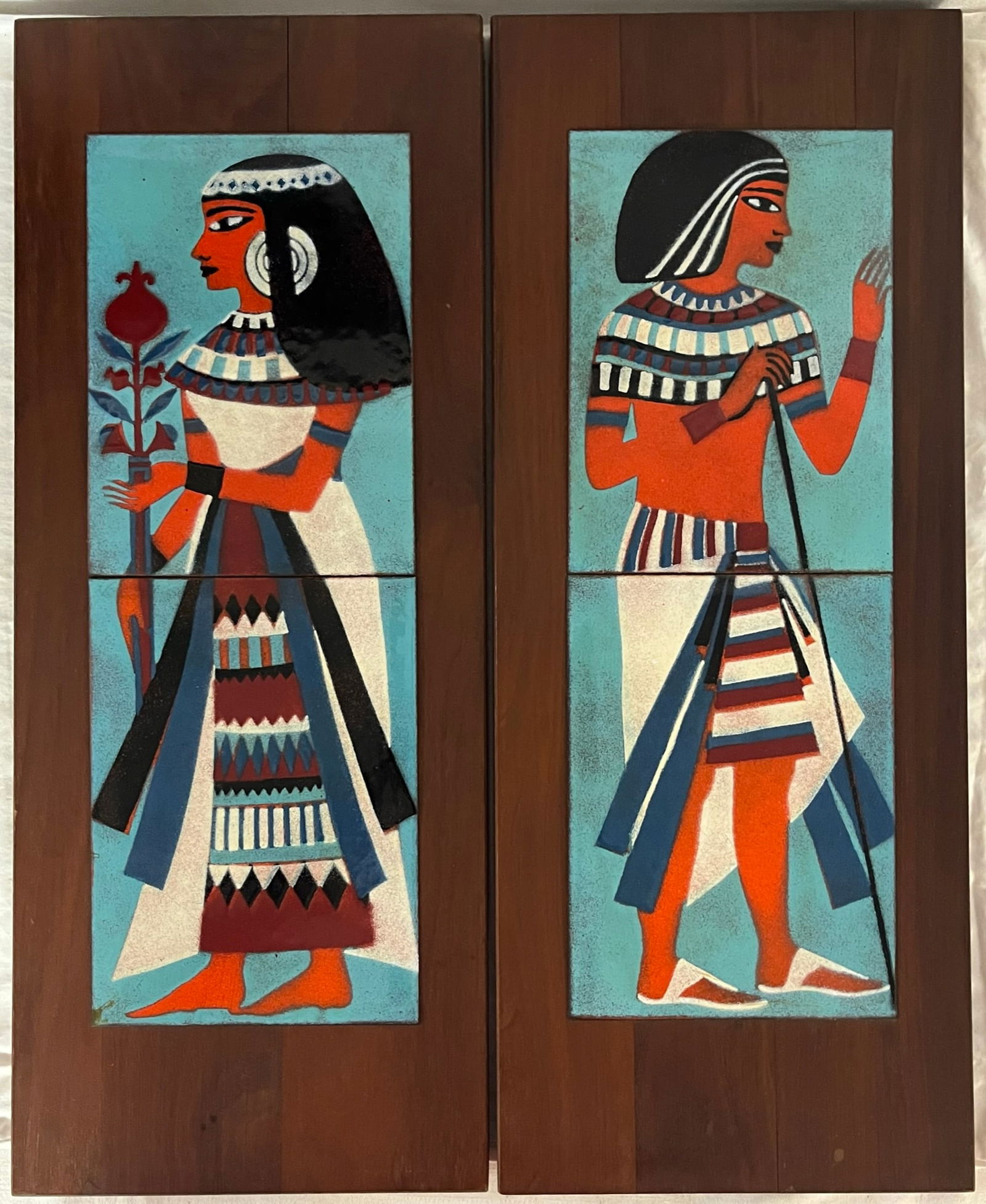 PR. LARGE ENAMEL ON COPPER EGYPTIAN WALL ART IN THE MANNER OF JUDITH DANER (1 of 10)