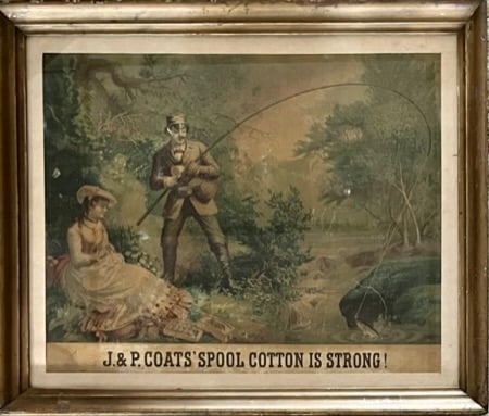 ORIGINAL FRAMED J. & P. COATES SPOOL COTTON ADVERTISEMENT (1 of 9)