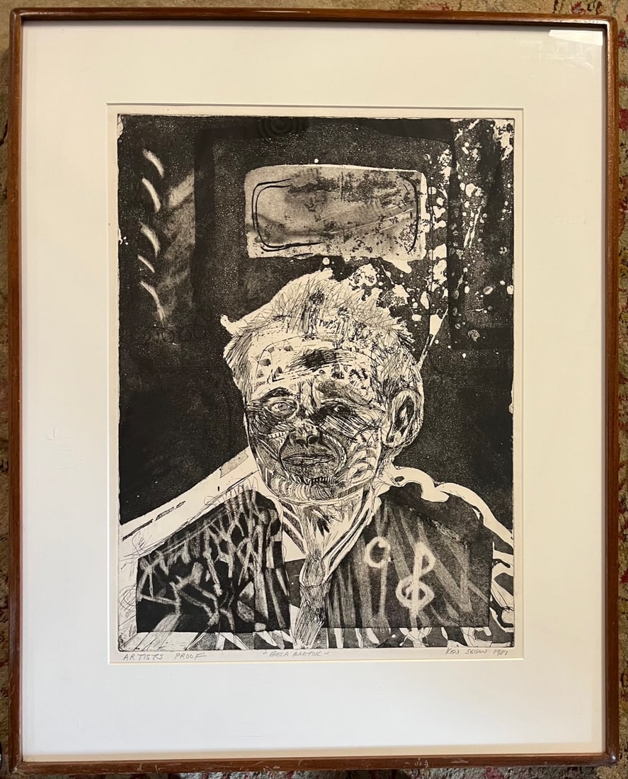 ARTIST PROOF - PORTRAIT OF BELA BARTOK INTAGLIO, 1981 - KENNETH SEGAN: ARTWORK - ARTIST PROOF - PORTRAIT OF BELA BARTOK 1981, INTAGLIO - BY AKIVA KENNETH SEGAN (BORN 1950, NEW YORK CITY) - THIS ARTWORK WAS DEACCESSIONED FROM THE DeCORDOVA MUSEUM, LINCOLN, MASSACHUSETTS, 