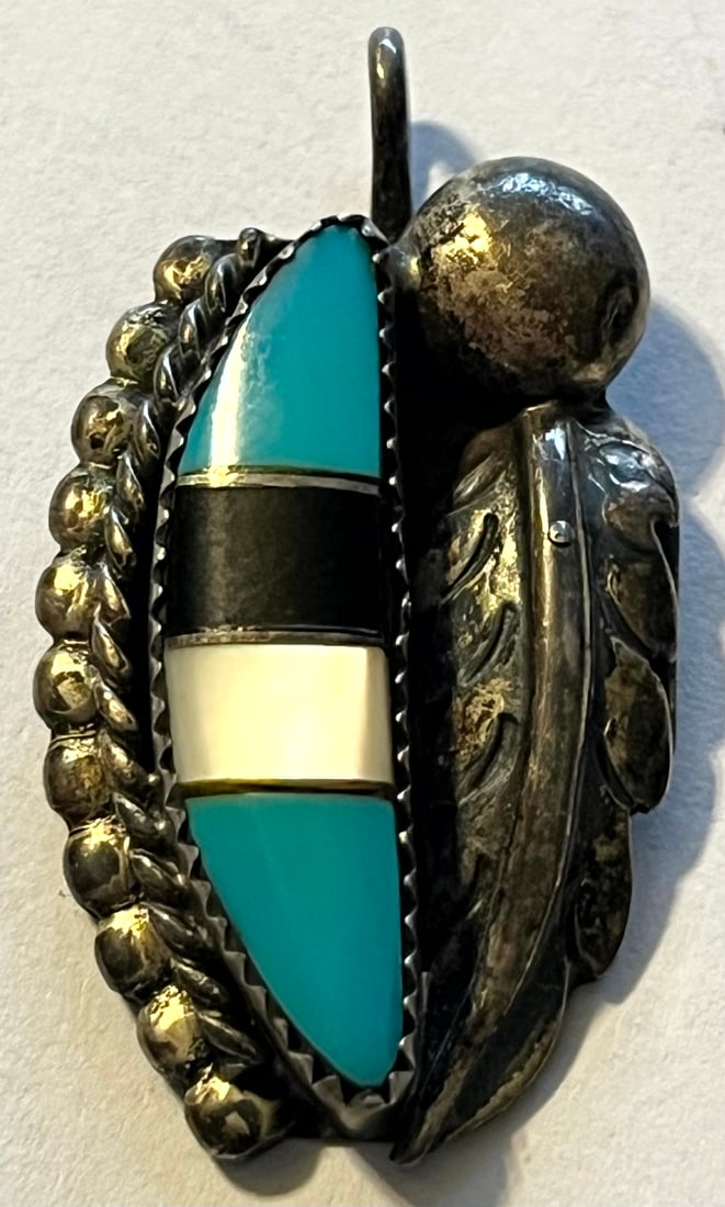 NATIVE AMERICAN STERLING SILVER MULTI-STONE PENDANT (1 of 3)