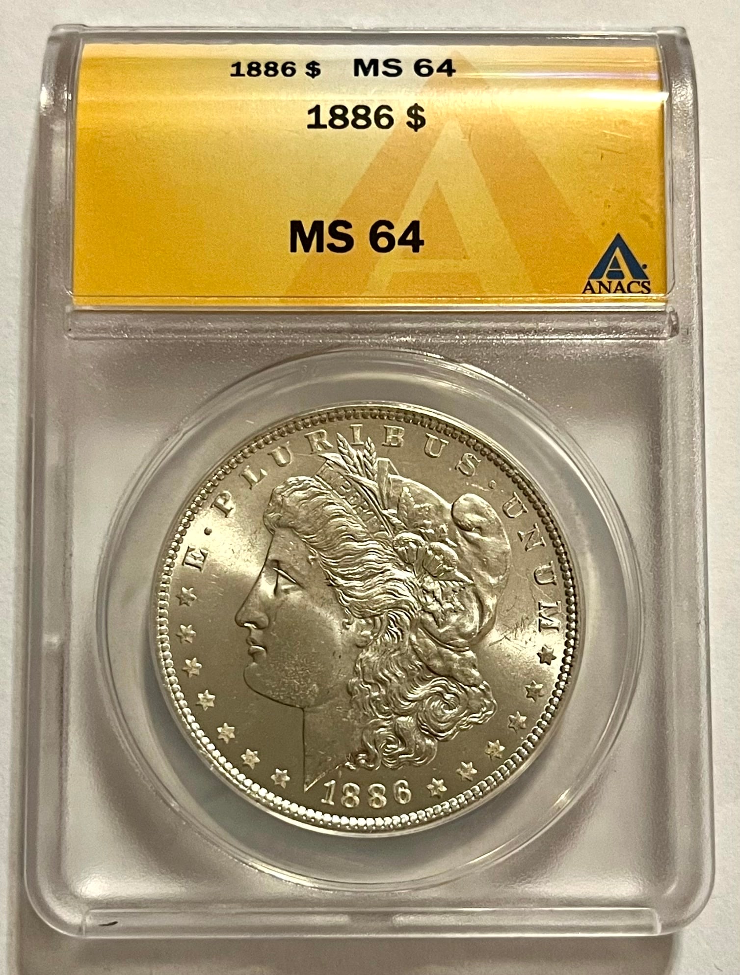 GRADED 1886 MORGAN SILVER DOLLAR - MS 64 (1 of 4)