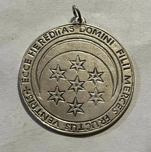 STERLING SILVER RELIGIOUS TOKEN / MEDAL - 12.33 GRAMS: STERLING SILVER RELIGIOUS TOKEN / MEDAL - 12.33 GRAMS