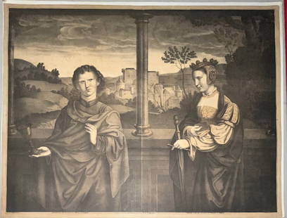 EARLY 19TH  C. GERMAN ENGRAVING DATED 1825: EARLY 19TH C. GERMAN ENGRAVING DATED 1825 - Johann Nepomuk Strixner is the engraver after Bartholomäus Bruyn - MEASURES APPROX. 26" X 20"