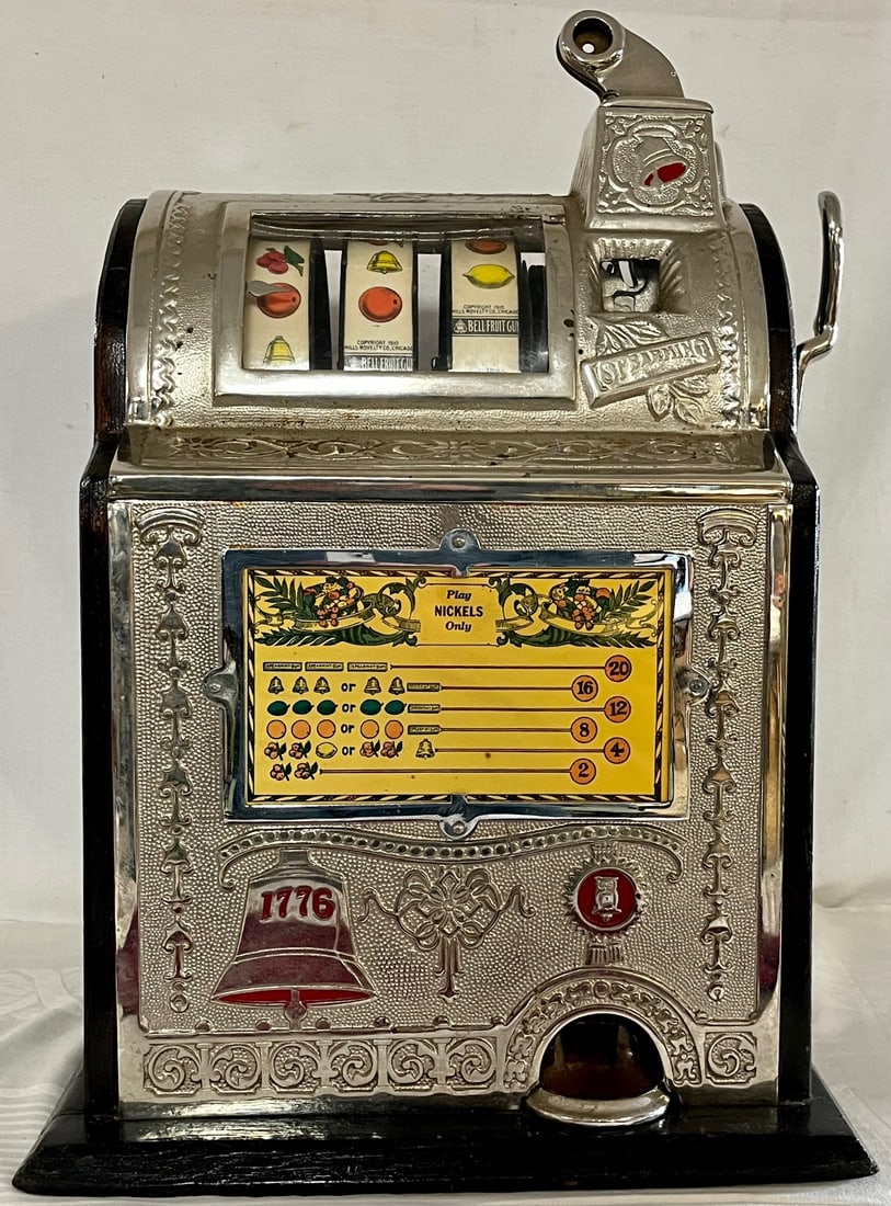 ORIGINAL MILLS LIBERTY BELL OWL 5 CENT SLOT MACHINE IN WORKING ORDER (1 of 19)