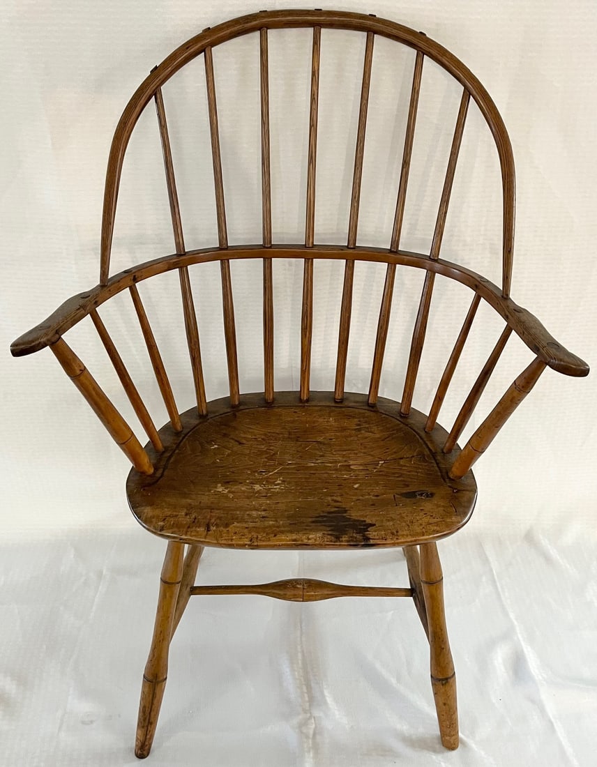 NEW ENGLAND SACK-BACK WINDSOR ARM CHAIR C. 1790-1820 (1 of 7)