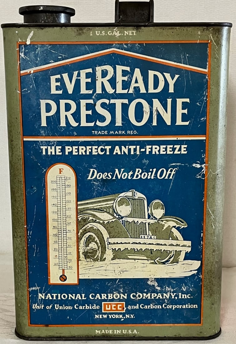 ORIGINAL EVEREADY PRESTONE ANTI-FREEZE ADVERTISING TIN (1 of 8)