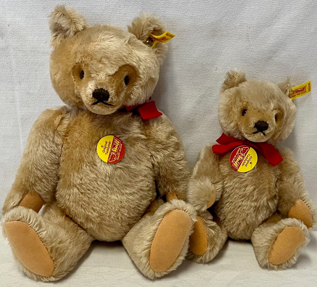 2 VINTAGE STEIFF JOINTED MOHAIR TEDDY BEARS - 9 3/4" - 13" HIGH (1 of 7)
