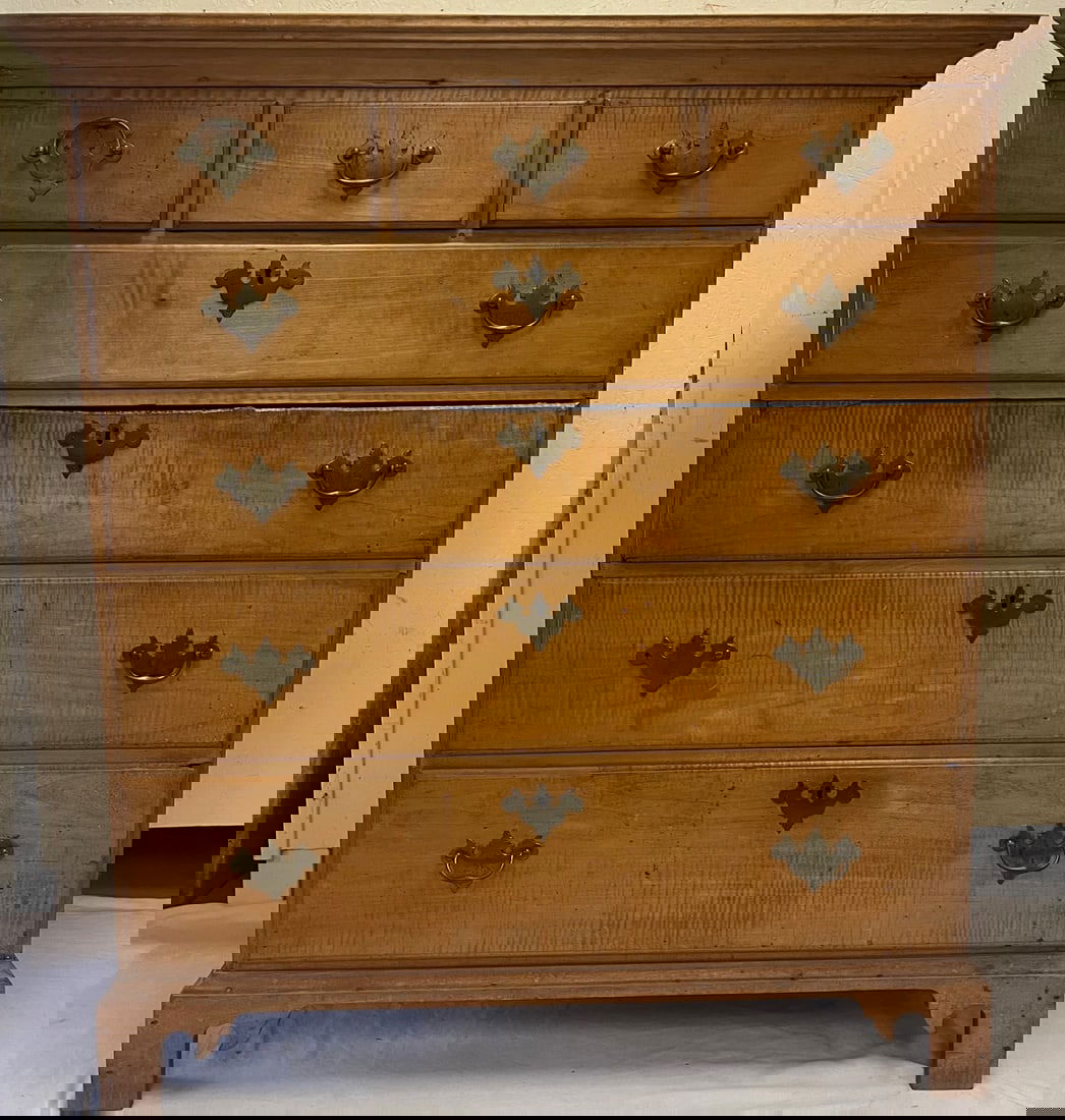 18TH C. AMERICAN CHIPPENDALE MAPLE TALL CHEST OF DRAWERS (1 of 16)