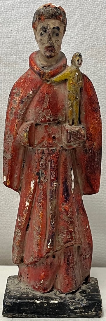 CARVED WOODEN POLYCHROME PAINTED SANTOS FIGURE / STATUE (1 of 10)
