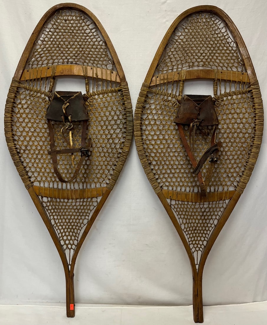 EXCEPTIONAL PR. ANTIQUE NATIVE AMERICAN SNOWSHOES (1 of 9)