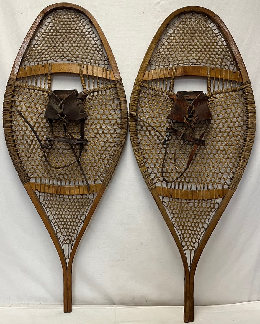 EXCEPTIONAL PR. ANTIQUE NATIVE AMERICAN SNOWSHOES (1 of 10)