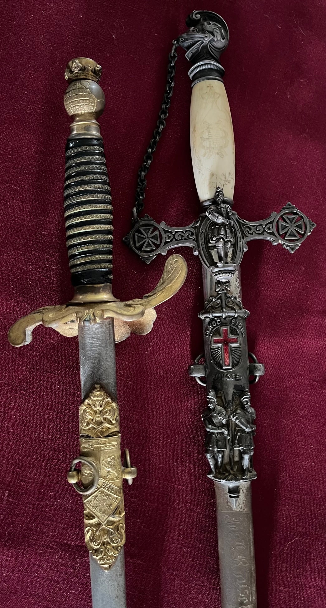 2 ELABORATE CEREMONIAL MASONIC SWORDS AND SCABBARDS (1 of 20)