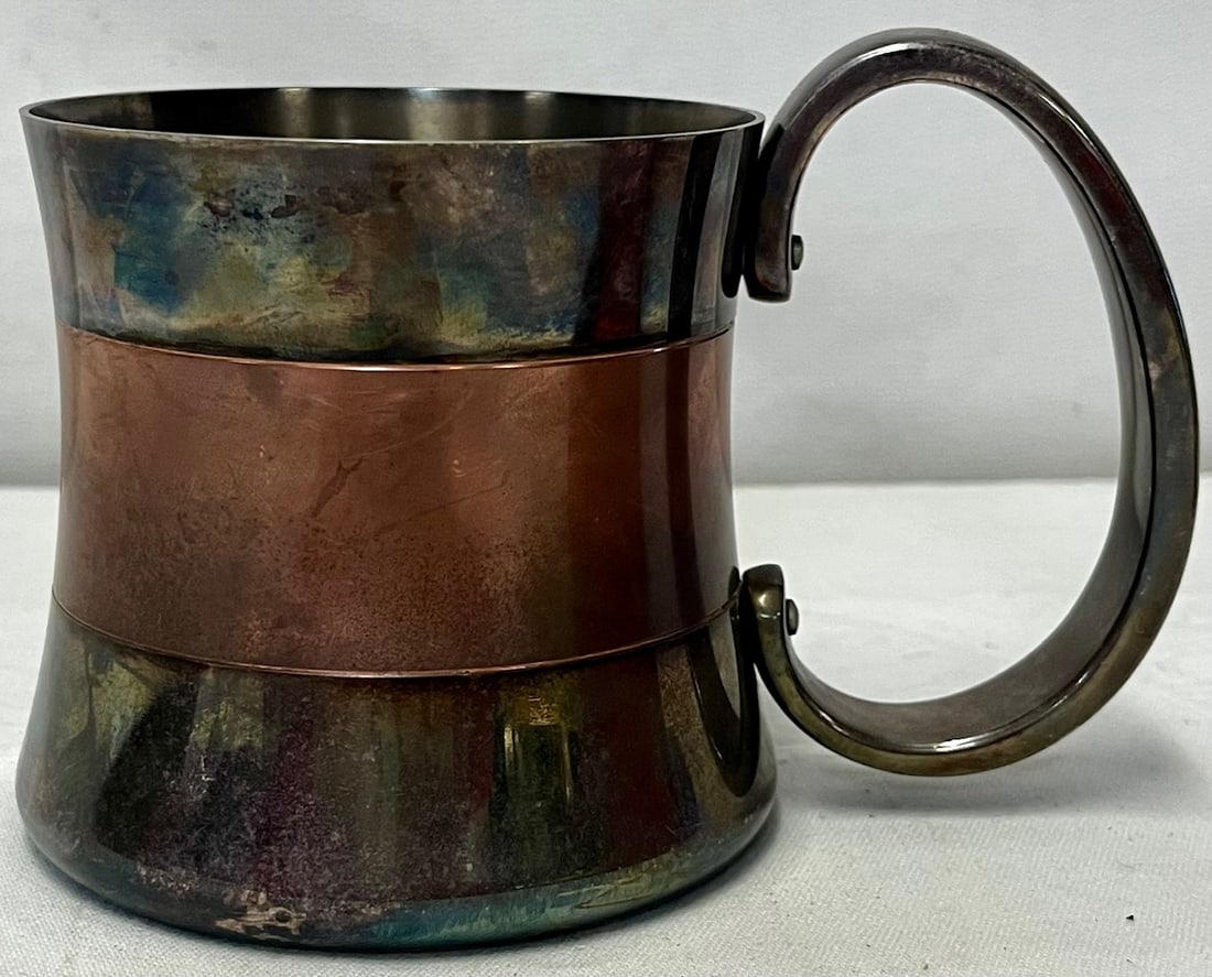 DENMARK GEORG JENSEN DESIGN SILVER & COPPER HANDLED MUG (1 of 9)