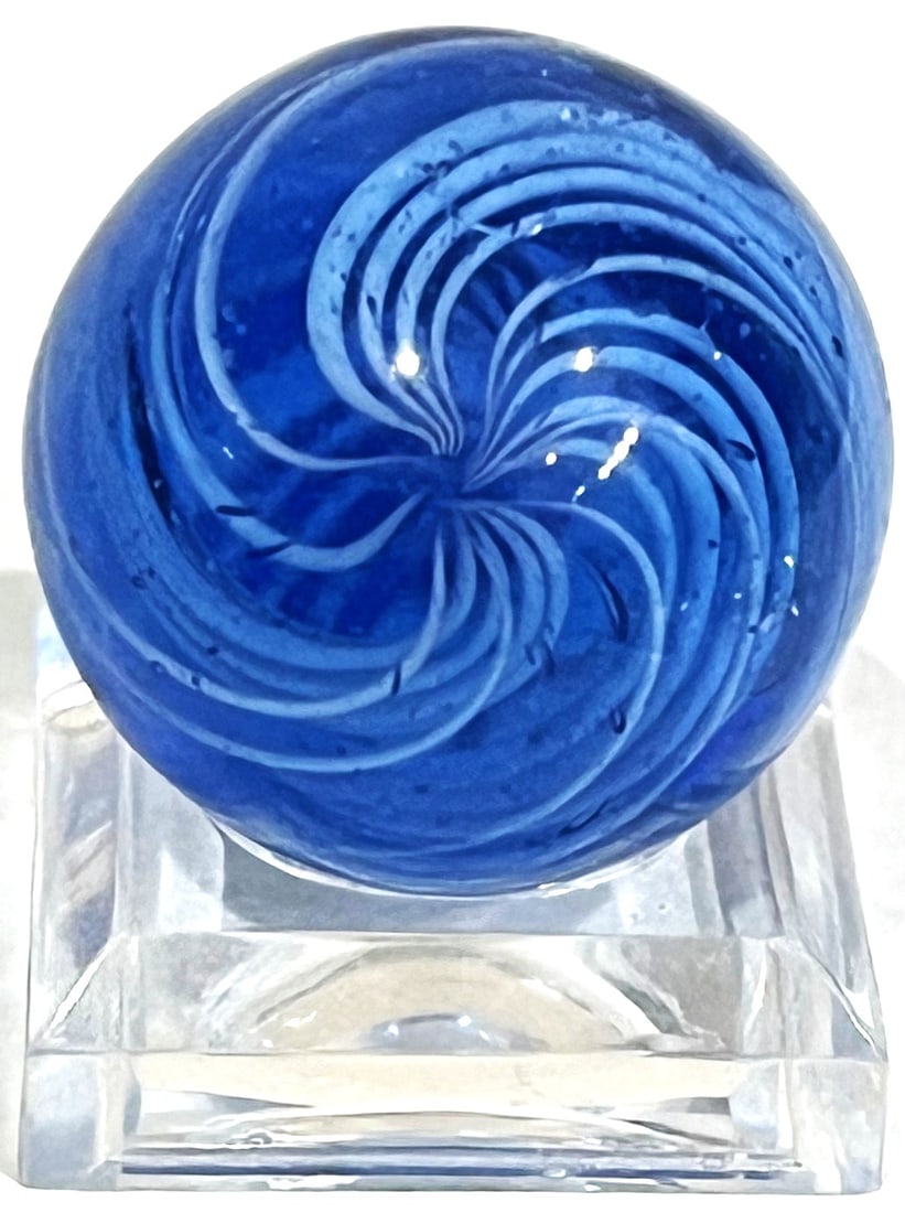 13/16" COBALT BLUE WHITE SWIRLED MARBLE (1 of 7)