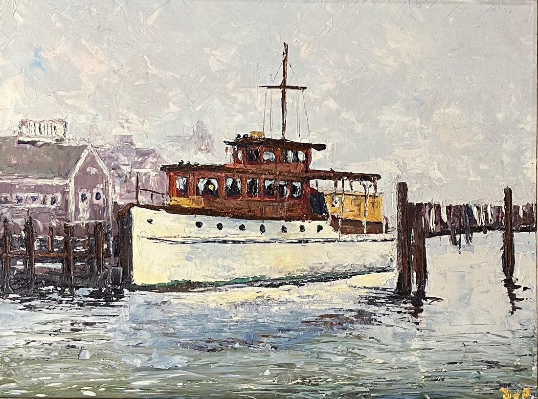 OIL ON MASONITE "ELEGANT YACHT, NANTUCKET, 2005" WILL PARMELEE (1 of 8)