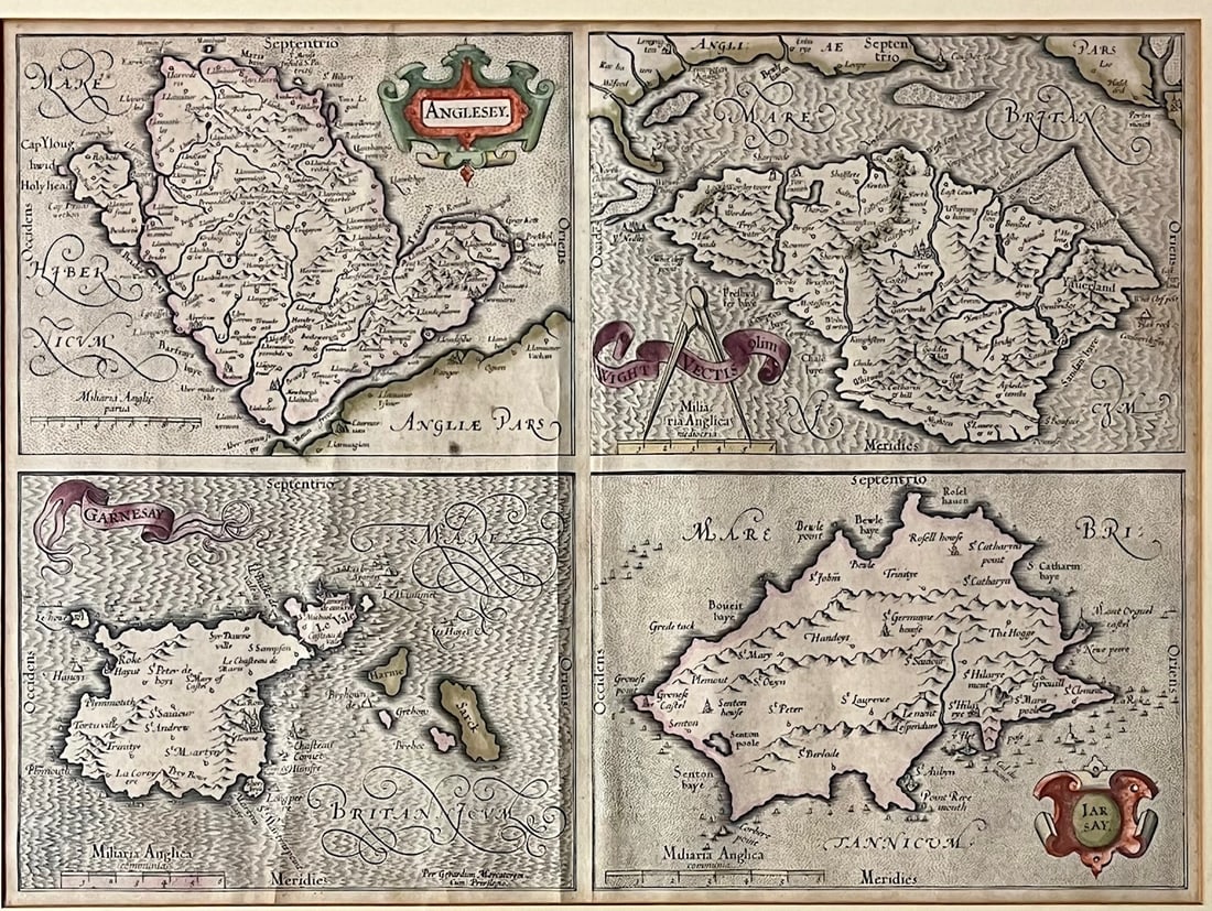 17TH C. MERCATOR'S MAP - SMALLER ISLANDS ANGLESEA CHANNELL ISLANDS (1 of 10)