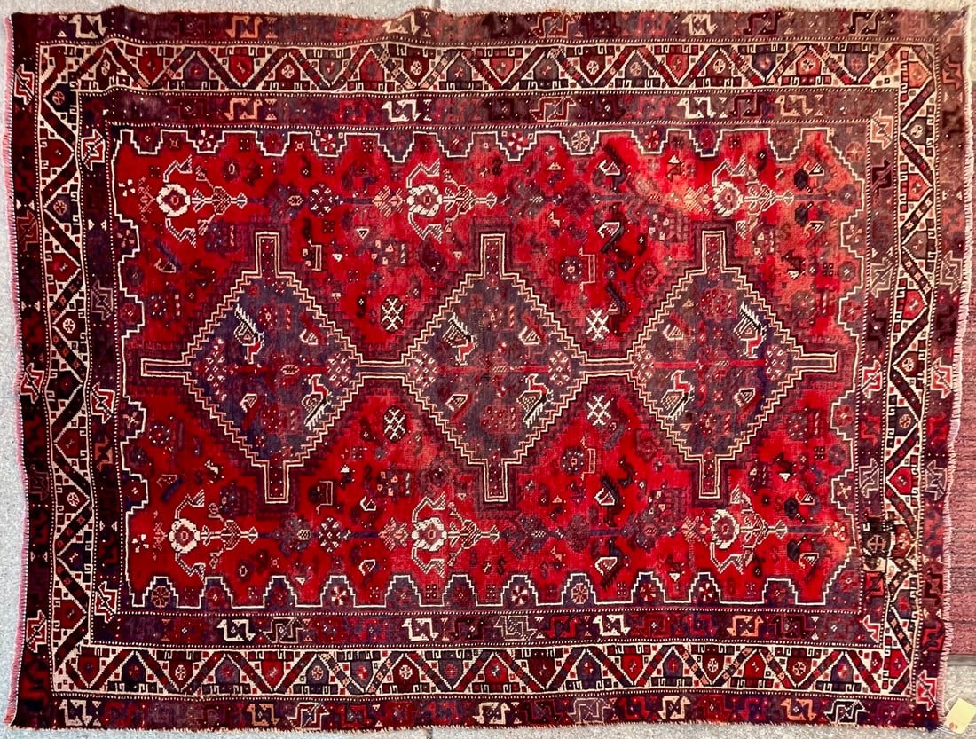 VINTAGE TURKISH HAND KNOTTED CARPET / RUG - 6' 5" X 4' 10" (1 of 6)