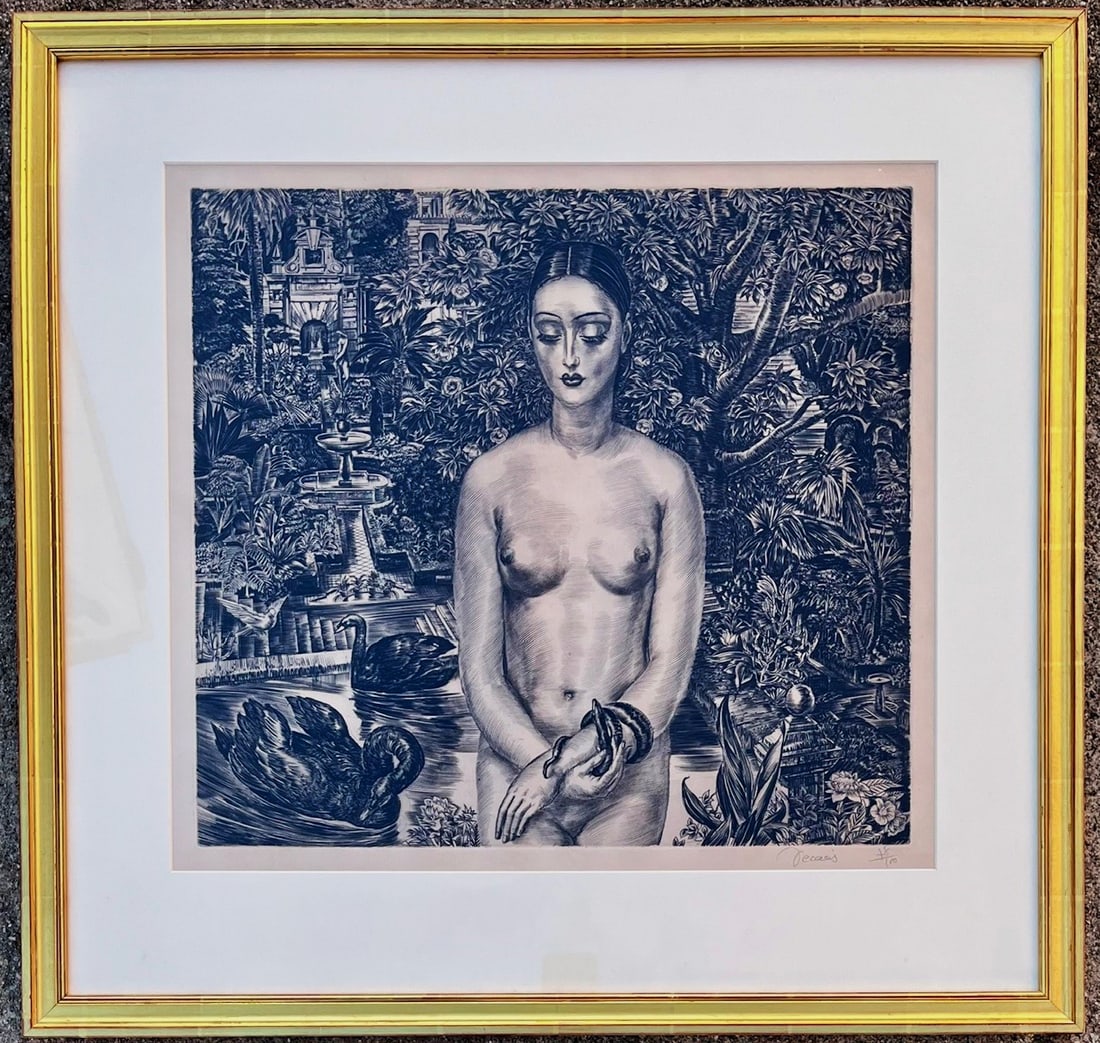 LIMITED EDITION 78/100 ENGRAVING - ALBERT DECARIS (FRANCE, 1901-1988): LIMITED EDITION 78/100 BLACK AND WHITE ENGRAVING TITLED "LA DANSEUSE ANDALOUSE" (THE ANDALUSIAN DANCER) BY FRENCH ARTIST ALBERT DECARIS (FRANCE, 1901-1988)