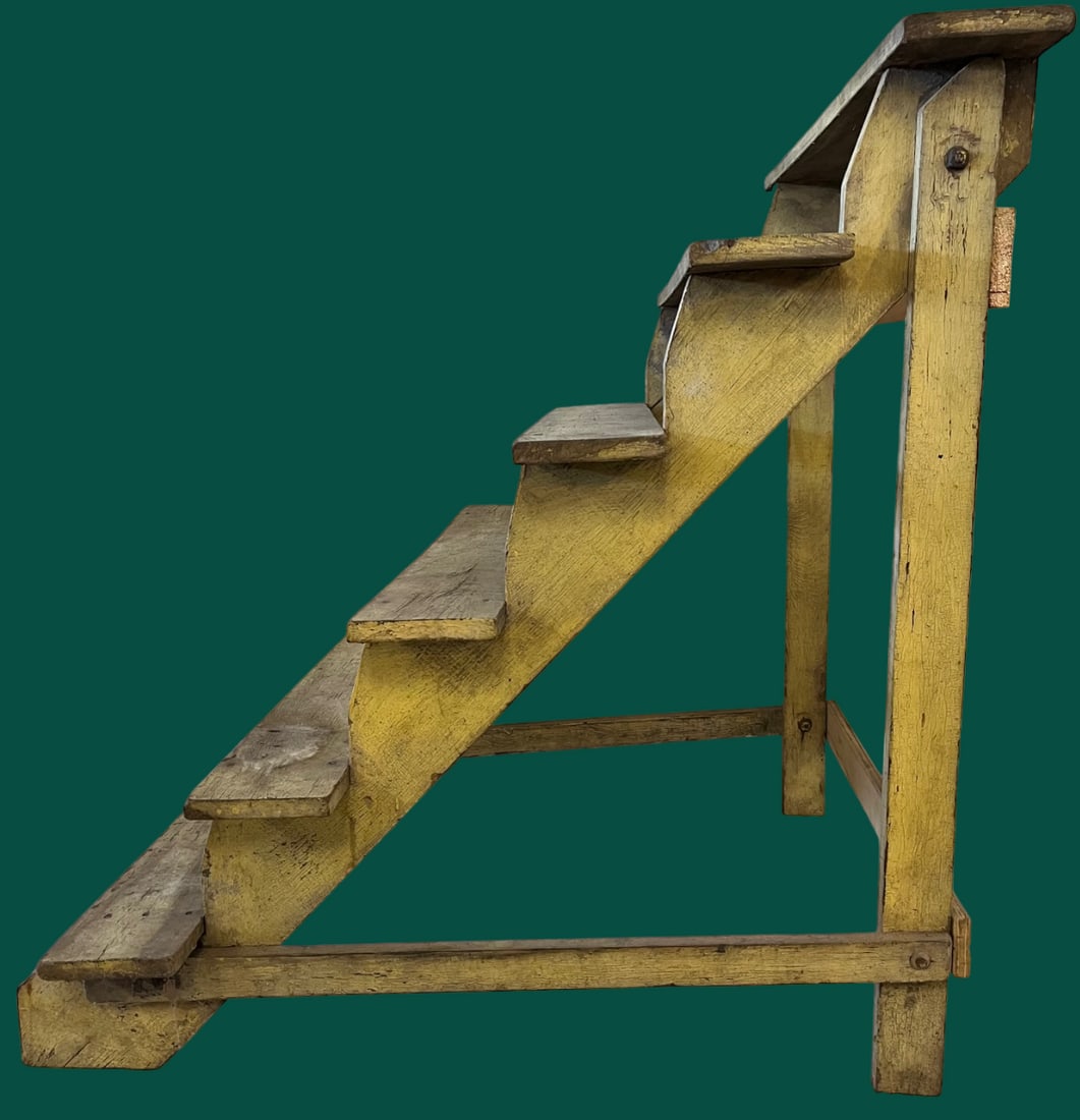 6 TIER MUSTARD PAINTED WOODEN DISPLAY STAND (1 of 5)