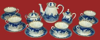 RUSSIAN 15 PIECE BLUE & WHITE CHINA TEA SET (1 of 13)