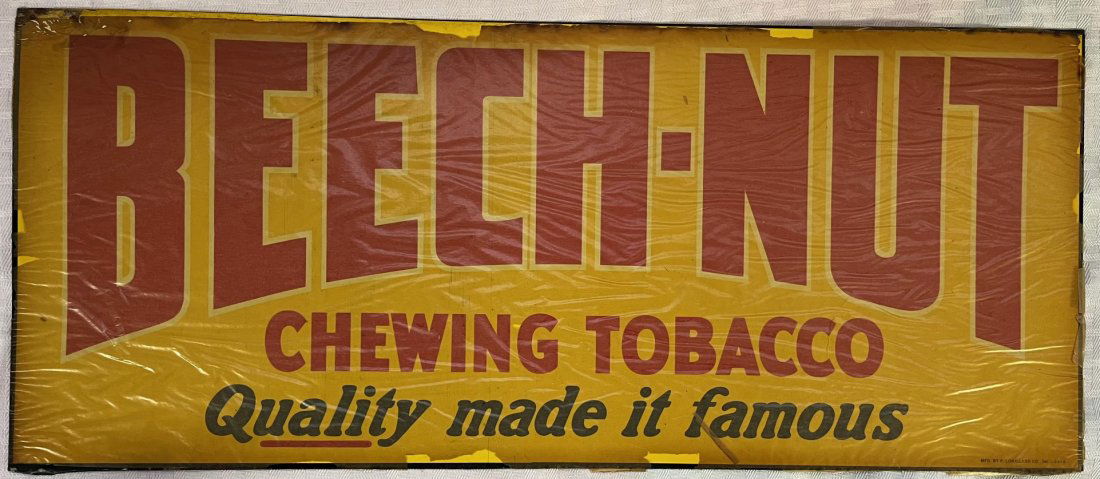 ORIGINAL NEW OLD STOCK BEECH-NUT CHEWING TOBACCO ADVERTISING SIGN (1 of 9)