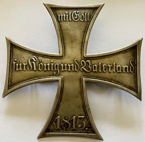 PRUSSIAN MALTESE CROSS CAP BADGE WITH MOTTO C. 1880