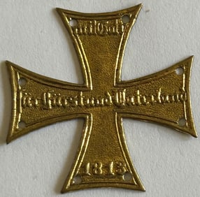 PRUSSIAN MALTESE CROSS CAP BADGE WITH MOTTO C. 1880