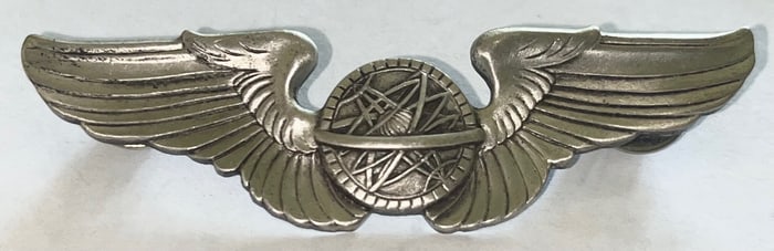 RARE USAAF STERLING SILVER NAVIGATOR WINGS PIN