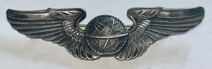 RARE USAAF STERLING SILVER NAVIGATOR WINGS PIN