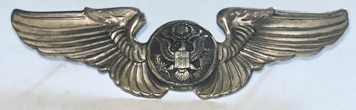 WWII U.S. STERLING SILVER AIR CREW WINGS PIN