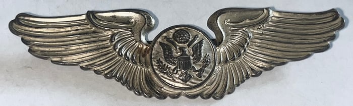 WWII U.S. STERLING SILVER AIR CREW WINGS PIN