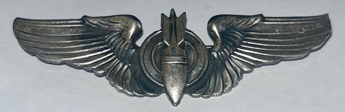 RARE STERLING SILVER WWII USAAF FLIGHT BOMBARDIER UNIFORM WINGS