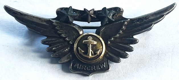 WWII STERLING SILVER NAVAL COMBAT AIRCREW WINGS