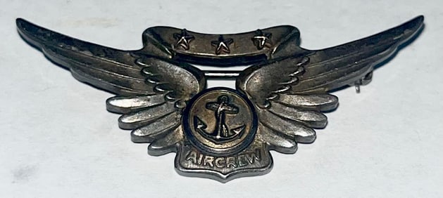 WWII STERLING SILVER NAVAL COMBAT AIRCREW WINGS